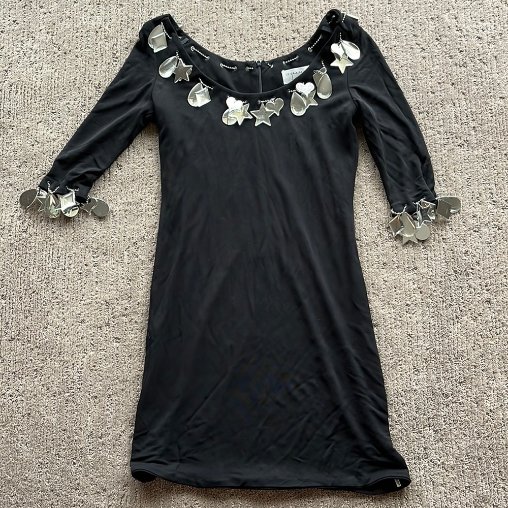 Vintage 90’s CD Greene Mirrored Charm Black Dress